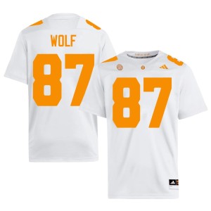 Luca Wolf Embroidery TN Vols College Football #87 White Men's Jersey 355984-329