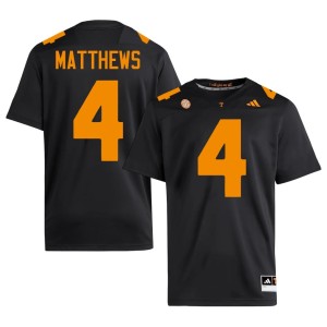 Mike Matthews Black College Football Men #4 Replica UT Vols Jerseys 174513-429