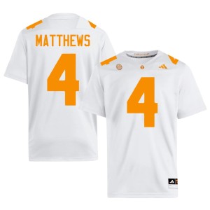 Mike Matthews Player White Mens VOL College Football #4 Jerseys 175473-298