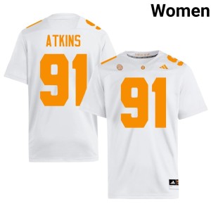 Doug Atkins Embroidery #91 Women White Big Orange College Football Jersey 806147-148