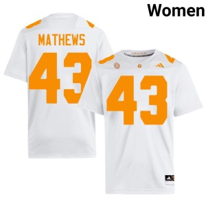 Jackson Mathews #43 Women's UTK White College Football High School Jerseys 555715-715