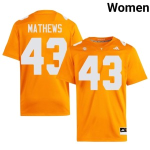 Jackson Mathews Women's College Football Vols #43 Official Orange Jerseys 152072-636