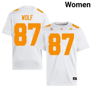 Luca Wolf Embroidery White #87 Womens Tennessee College Football Jerseys 107974-113