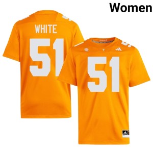 TJ White College Football #51 Women High School The Tennesseans Orange Jersey 165237-421