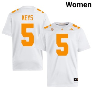 TK Keys White #5 TN Vols High School College Football Womens Jerseys 262394-827