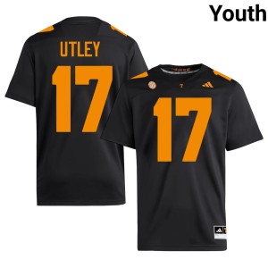 Ethan Utley Embroidery #17 UT Volunteers Youth College Football Black Jerseys 739422-522