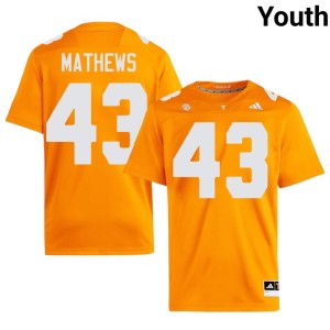 Jackson Mathews Tenn Vols College Football #43 University Youth Orange Jersey 378184-706