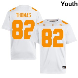 Trent Thomas White College Football #82 Game Volunteers Youth Jersey 621532-647